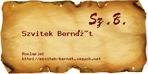 Szvitek Bernát névjegykártya